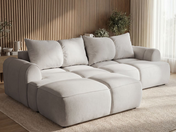 Ecksofa L-Form Links mit Schlaffunktion und Bettkasten Bonno Grau