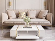 Wohnzimmer-Set mit goldenen Griffen im Glamour-Stil Lunelie Weiß Hochglanz