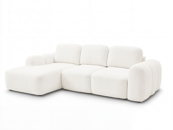 Ecksofa L-Form mit Schlaffunktion und Bettkasten Avelin Links Creme