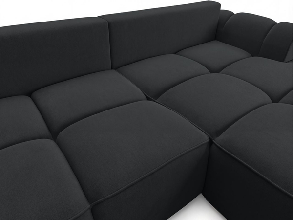 Ecksofa L-Form Rechts mit Schlaffunktion und Bettkasten Bonno Schwarz