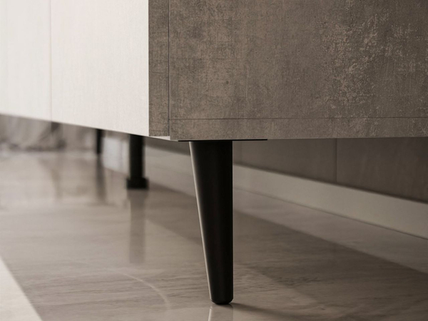 TV-Lowboard mit Türen auf Schwarzen Metallbeinen 100 cm Nodoo Beton