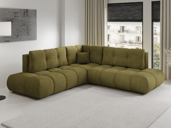 Ecksofa mit Schlaffunktion und Bettkasten Links Kair Grün