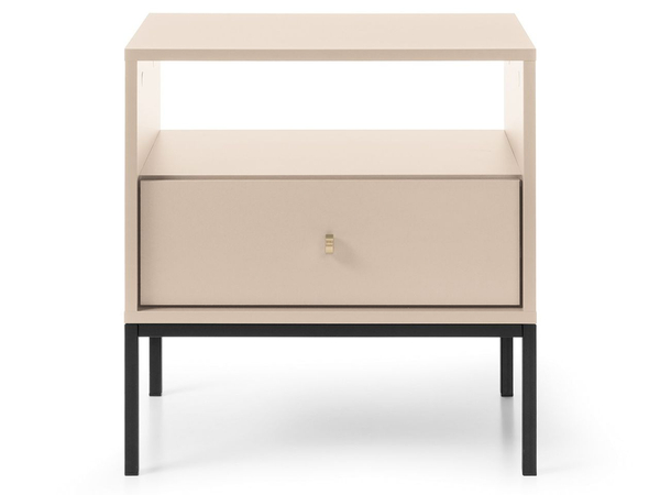 Nachttisch mit Schublade auf Schwarz Metallbeinen Amor Beige