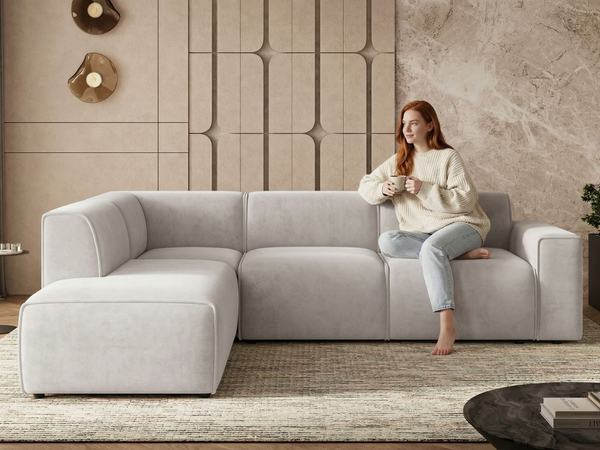 Ecksofa L-Form Links Eluno Grau