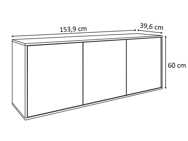 Dreitürige Hängekommode 154 cm im Loft-Stil – Vivance, Weiß matt & Eiche Artisan