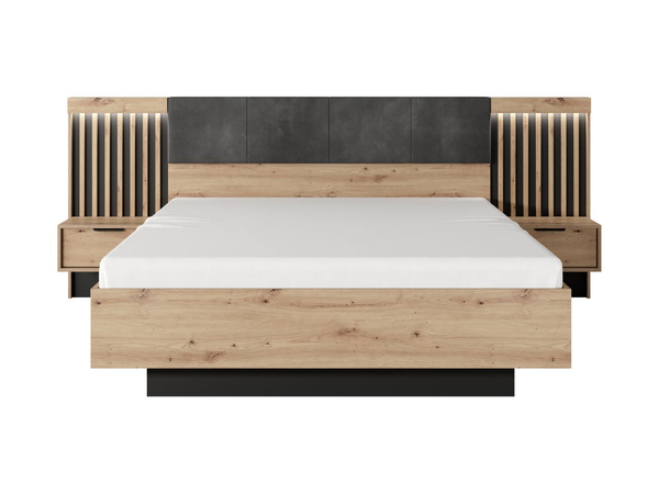 Holzbett mit Kopfteil 160x200 Turia Eiche Artisan, Anthrazit