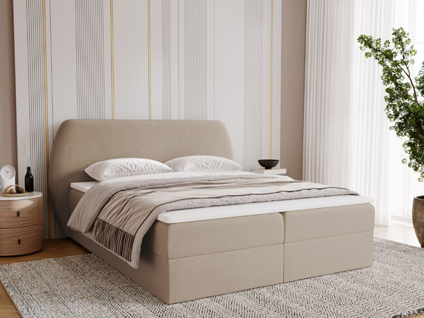 Boxspringbett mit Bettkasten 160x200 Bogota Beige