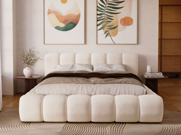 Polsterbett mit Bettkasten und Lattenrost 180x200 Doria Creme