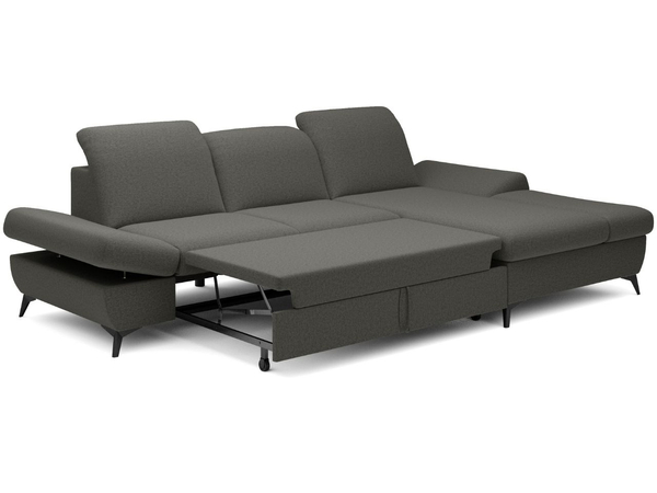 Ecksofa L-Form Rechts mit Schlaffunktion und Bettkasten Hannover Dunkelgrau