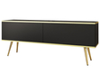 TV-Lowboard mit Türen 135 cm Diolo Schwarz mit glatter Front auf goldenen Beinen 