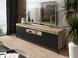 Wohnzimmer-Set – TV-Schrank und Kommode auf schwarzen Füßen Asumi Schwarz und Eiche Wotan