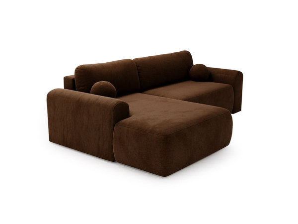 Ecksofa L-Form mit Schlaffunktion und Bettkasten Savana Links Braun