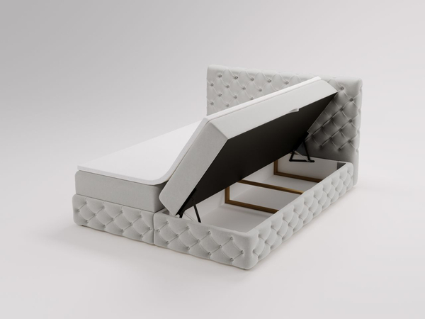Boxspringbett mit Bettkasten 180x200 Canolo Hellgrau