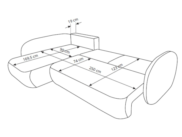 Ecksofa mit Schlaffunktion und Bettkasten Rechts Carino Creme