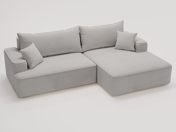 Ecksofa L-Form Rechts mit Schlaffunktion und Bettkasten California Hellgrau