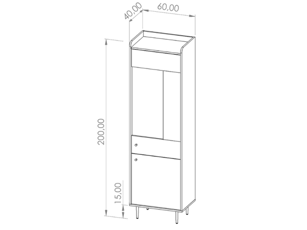 Vitrinenschrank 60 cm Vasa Braun