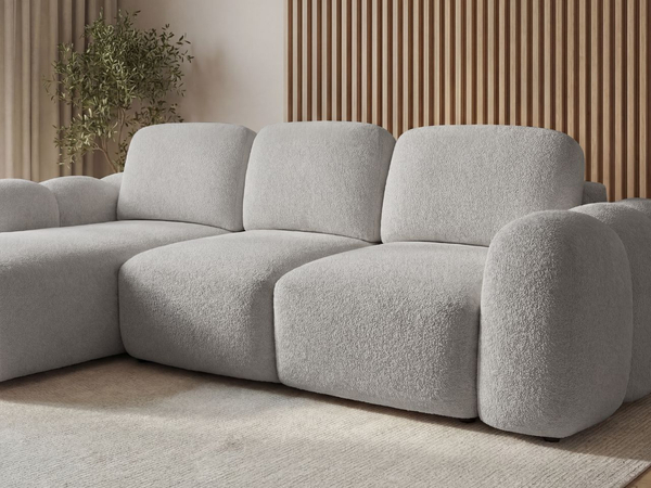 Ecksofa L-Form mit Schlaffunktion und Bettkasten Avelin Links Grau