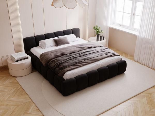 Polsterbett mit Bettkasten und Lattenrost 200x200 Cloud Low Schwarz