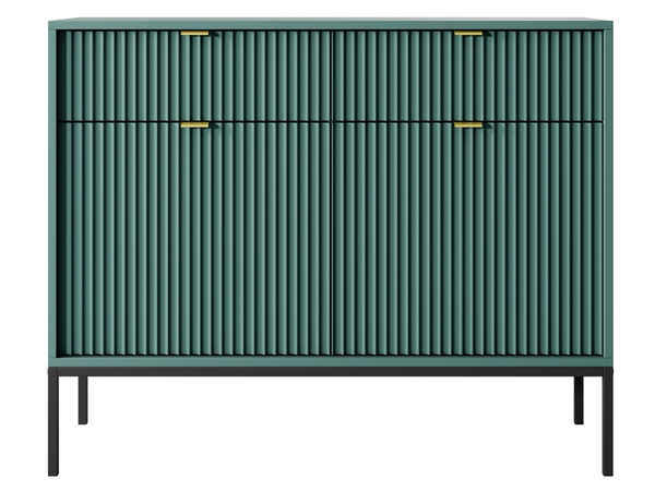 Kommode mit Türen und Schubladen Amber Grün, Schwarz Frame