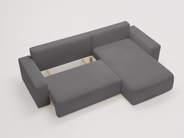 Ecksofa L-Form Rechts mit Schlaffunktion und Bettkasten Tazones Dunkelgrau