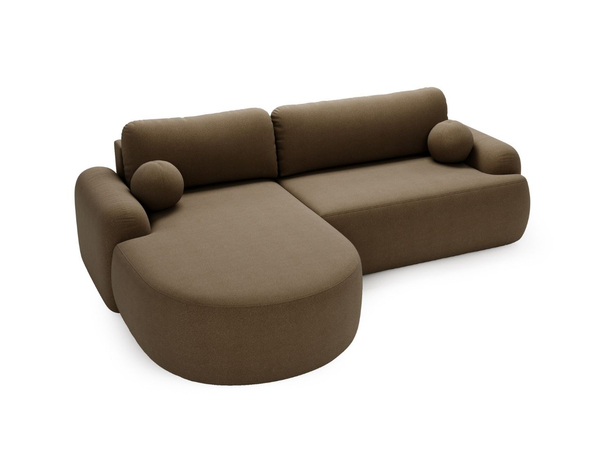 Ecksofa L-Form Links mit Schlaffunktion und Bettkasten Aurio Braun