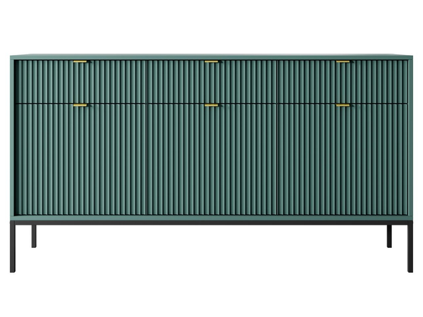 Kommode mit Türen und Schubladen Amber Grün, Schwarz Frame