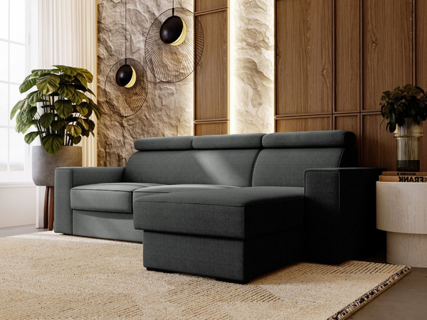 Ecksofa L-Form mit Schlaffunktion und Bettkasten Scala Dunkelgrau