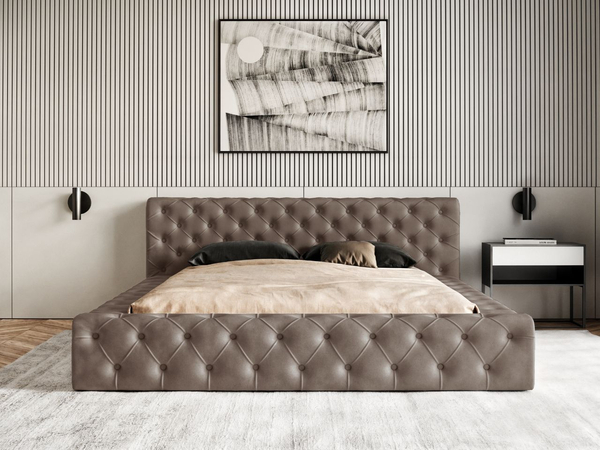 Polsterbett mit Bettkasten und Lattenrost 120x200 Palini Braun