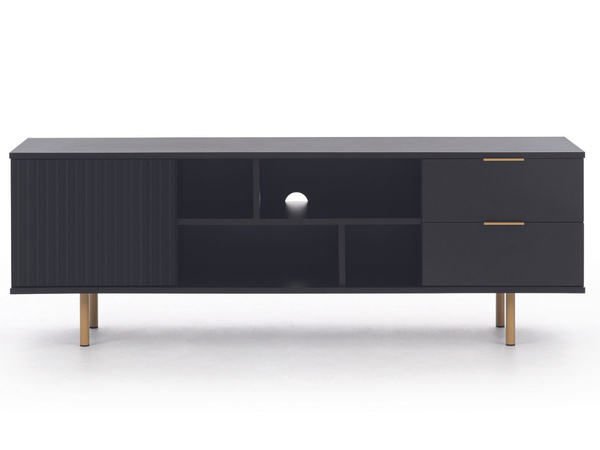 TV-Lowboard mit Schubladen und Türen Ankara Schwarz Matt