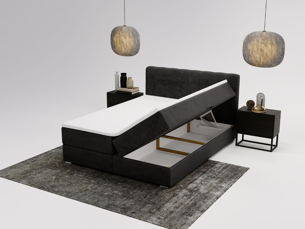 Boxspringbett mit Bettkasten 180x200 Forte Schwarz
