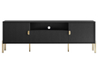 TV-Lowboard breit zweitürig mit Schublade und goldenen Metallfüßen Orlean Schwarz Matt