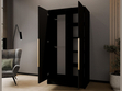 Kleiderschrank mit Spiegel 100 cm Lucca Schwarz mit goldenen Griffen