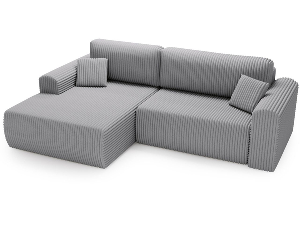 Ecksofa mit Schlaffunktion und Bettkasten Belvio links Hellgrau