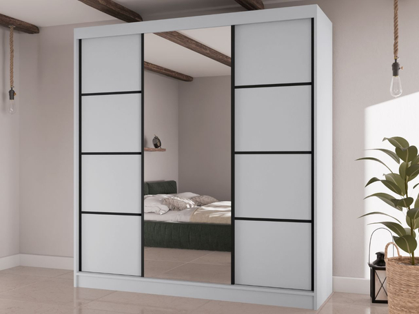 Schiebetürenschrank mit Spiegel 200 cm Vello Weiß