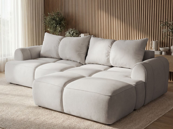 Ecksofa L-Form Rechts mit Schlaffunktion und Bettkasten Bonno Grau