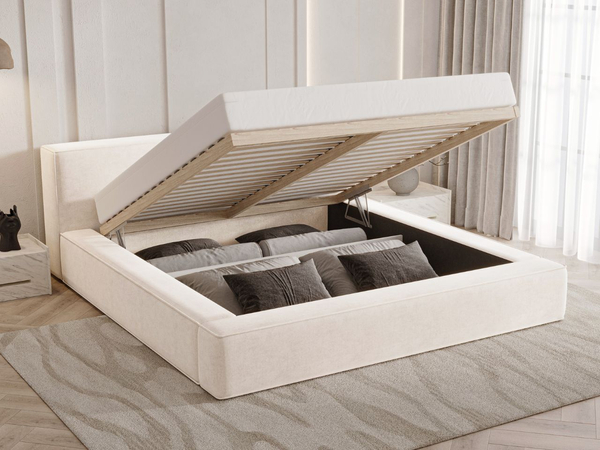 Polsterbett mit Bettkasten und Lattenrost 160x200 Mali Creme