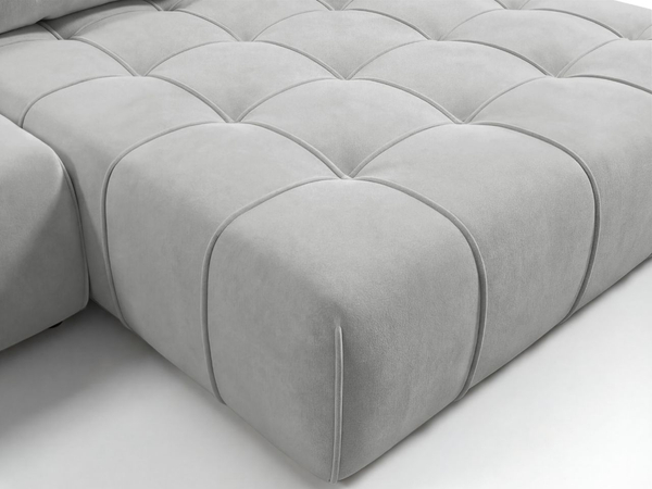 Ecksofa L-Form mit Schlaffunktion und Bettkasten Tulio Rechts Grau