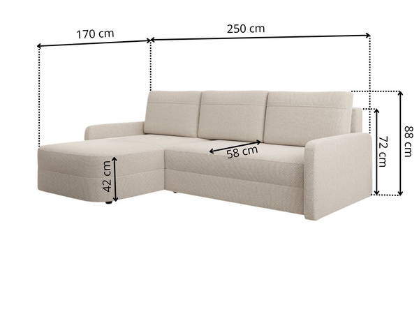 Ecksofa L-Form mit Schlaffunktion und Bettkasten Arvento Beige