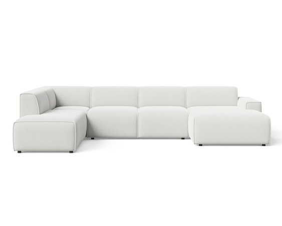 Wohnlandschaft Links Belluno Bouclé-Stoff Weiß