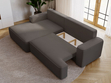 Ecksofa L-Form Links mit Schlaffunktion und Bettkasten California Dunkelgrau