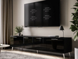 TV-Lowboard mit Türen und LED-Beleuchtung auf Silbernen Metallbeinen 200 cm Noaé Schwarz Hochglanz