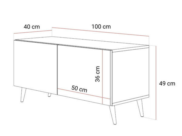 TV-Lowboard mit Türen auf Goldenen Metallbeinen 100 cm Nodoo Kaschmir
