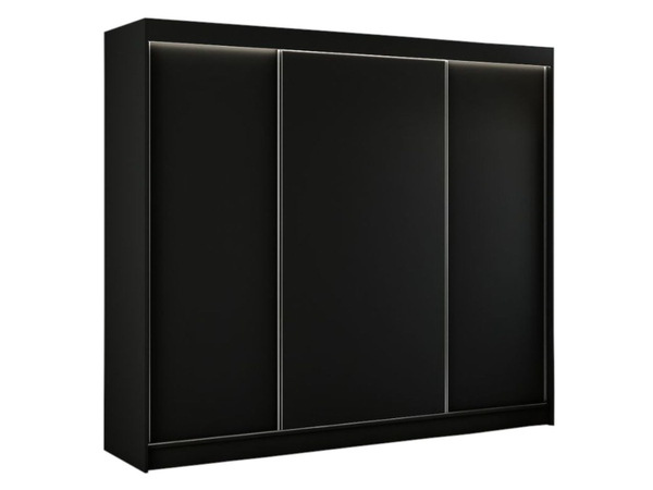 Schiebetürenschrank 250 cm mit LED-Beleuchtung Diano Schwarz