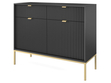 Kommode mit Türen und Schubladen Amber Schwarz, Gold Frame