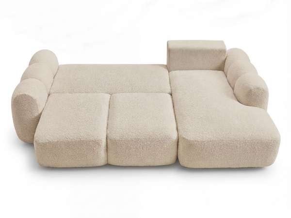 Ecksofa L-Form mit Schlaffunktion und Bettkasten Avelin Rechts Beige
