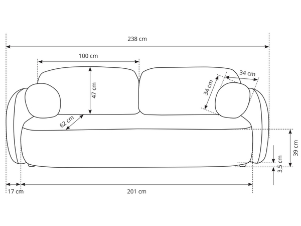 Schlafsofa mit Bettfunktion und Bettkasten Oreo Creme