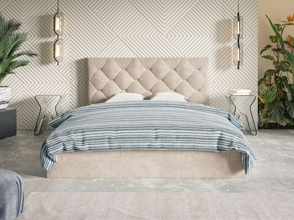 Polsterbett mit Bettkasten und Lattenrost 140x200 Salento Beige