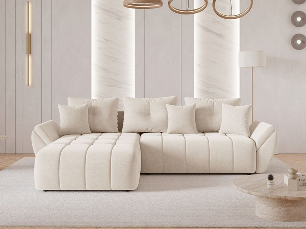 Ecksofa L-Form mit Schlaffunktion und Bettkasten Decor L Beige