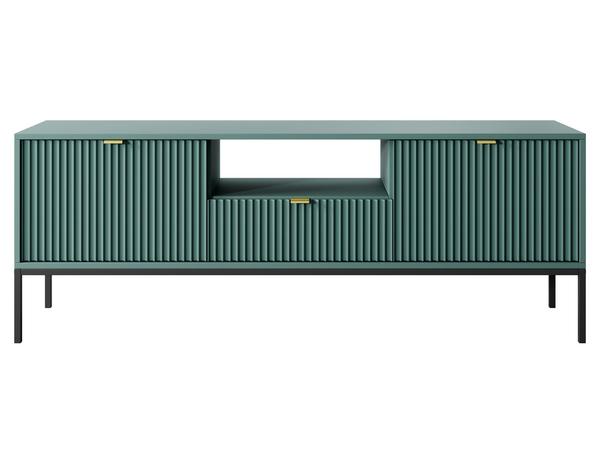 TV-Lowboard mit Schublade und Türen Amber Grün, Schwarz Frame