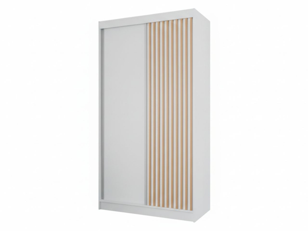 Schiebetürenschrank mit Lamellen 120 cm Loreto Weiß